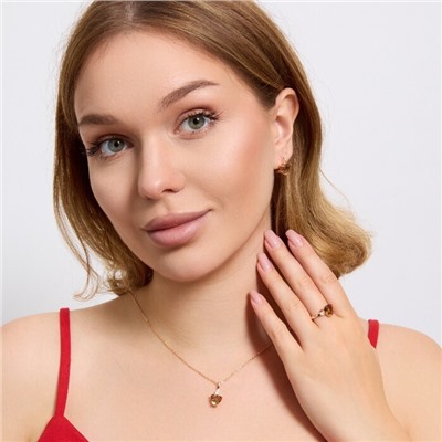 Комплект ювелирной бижутерии коллекция "Дубай" серьги, кулон и кольцо 17 р, покрытие позолота, вставка: фианиты, цвет: султанит, арт.313.171-17