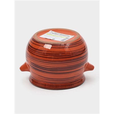 УЦЕНКА Горшок керамический для запекания «Пиканто» 0.65 л / 12.5×11.5 см, оранжевая полоска, без крышки