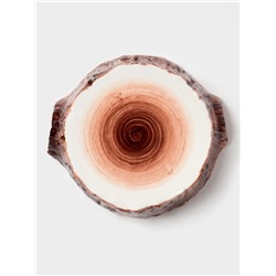 Блюдо для подачи Magistro Wood, 20.5×18.7×5.5 см, фарфор, коричневое