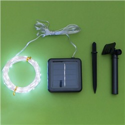 Гирлянда «Нить», 20 м, уличная, IP44, 200 LED, 2 режима, солнечная батарея, серебристая нить, свечение белое