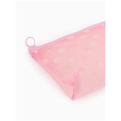 Косметичка DOTs, с рисунком, сетка, на молнии, розовая