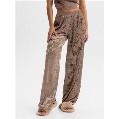 Брюки домашние женские KAFTAN Velvet, размер 44-46, кофейные