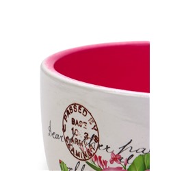 Горшок для цветов «Эмма», 1.3 л, 19×15×10 см, керамика, с поддоном, белый, розовый, Greengo