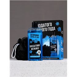 Новогодний подарочный набор косметики «Классного Нового года», гель для душа 250 мл и мочалка для тела, Чистое счастье, 18+