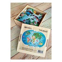 Фигурный пазл MAXI Карта мира. Животные, арт. 01122