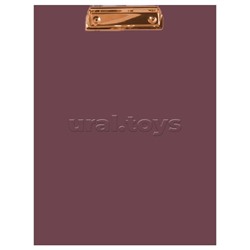 Клипборд пластиковый "Esthetics" A4 (225x315 мм) толщина 2 мм, с выдвижным подвесом, в пластиковом пакете, цвет бургунди, с металлическим прижимом цвета розового золота