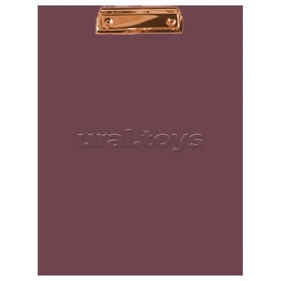 Клипборд пластиковый "Esthetics" A4 (225x315 мм) толщина 2 мм, с выдвижным подвесом, в пластиковом пакете, цвет бургунди, с металлическим прижимом цвета розового золота