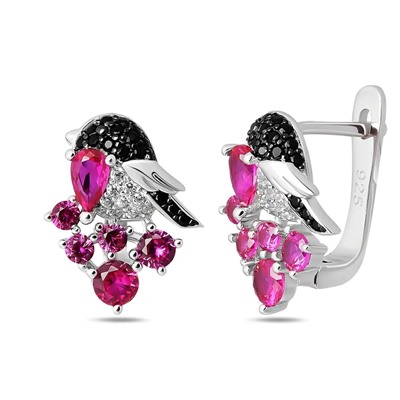 Серьги, синт.рубин, BY-5835