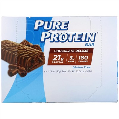 Pure Protein, Батончики Chocolate Deluxe, 6 батончиков по 50 г (1.76 унции)