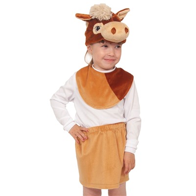 Карнавальный костюм «Лошадка» плюш-ЛАЙТ, манишка, юбка, шапочка, рост 92-116