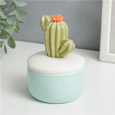 Шкатулка для украшений «Кактус», керамика, 11×8×8 см, МИКС