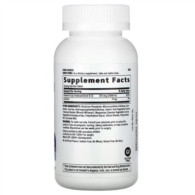 GNC, Vitamin D3, 125 mcg (5000 IU), 180 Tablets