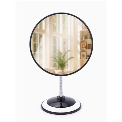 Зеркало настольное, круглое, на гибкой ножке, 17.5×27 см, (d=16.5 см), МИКС