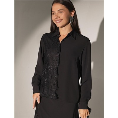 Блузка вечерняя из креп шифона с кружевом