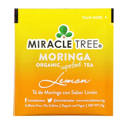 Miracle Tree, Moringa Organic Superfood Tea, Lemon, Caffeine Free, 25 Tea Bags, 1.32 oz (37.5 g)