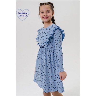Платье Бетти длинный рукав детское (Голубой цветочки)