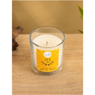 Свеча с кристаллом внутри Sea and Summer Vacation at Sea, 120 г, соевый воск, морской