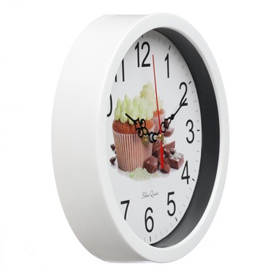 Часы настенные классические «Кексы», серия: Кухня, бесшумные, плавный ход, d=20 см, белые, от батарейки 1×АА