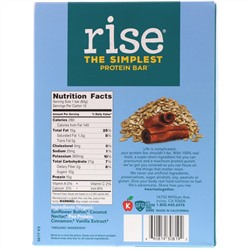 Rise Bar, THE SIMPLEST PROTEIN BAR, Sunflower Cinnamon, 12 Bars, 2.1 oz (60 g) Each