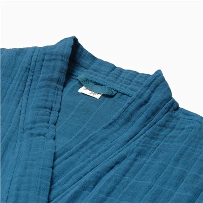 Халат женский муслиновый LoveLife, размер 42-44, синий, хлопок, 4-сл, 235 г/м²