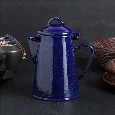 Кофейник эмалированный «Синий мрамор», 800 мл, 14×11.5×18 см, синий