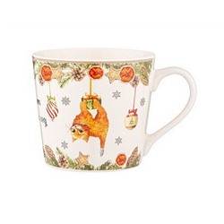 Кружка 400мл ЕЛКА, КОТ И НОВЫЙ ГОД фрф LEFARD