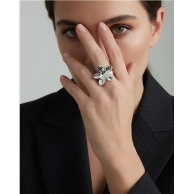 Кольцо с белым серебрением