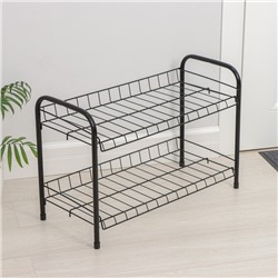 Этажерка для обуви разборная, 2 яруса, 66×28×44 см, чёрная