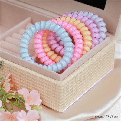 Резинка-пружинка для волос 50 см / QQ67-13 /уп 200/микс