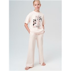 Комплект трикотажный для девочек: фуфайка (футболка), брюки