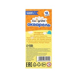 Акварель Calligrata, 12 цветов, без кисти, картон, МИКС