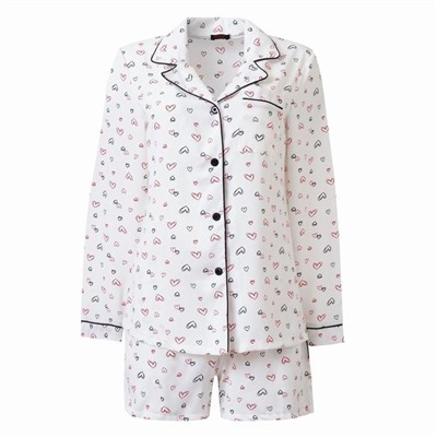 Пижама женская (рубашка, шорты) MINAKU: Light touch, размер 50, белая