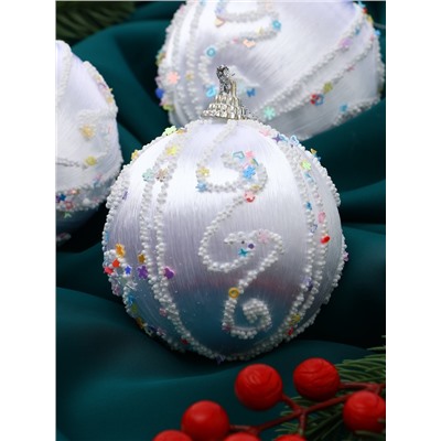 Ёлочные игрушки «Бамби», шары новогодние, d=8 см, 3 шт., серебро