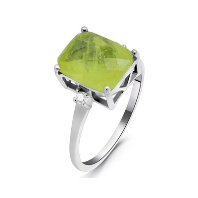 Кольцо из серебра турмалин желтый выращ., Габи