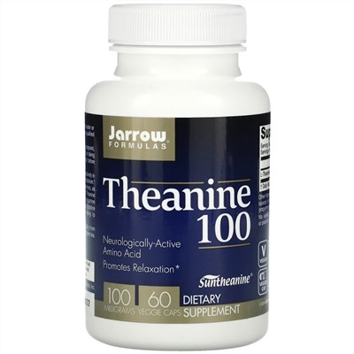 Jarrow Formulas, теанин 100, 100 мг, 60 вегетарианских капсул
