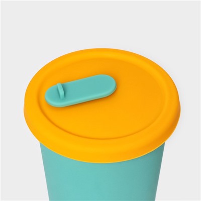 Стакан с крышкой и трубочкой, 350 мл, 9×9×13.5 см, бирюзовый