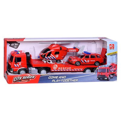 Машина "Пожарный транспорт" (свет, звук) в коробке