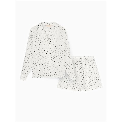 Пижама женская (рубашка, шорты) KAFTAN, размер 48-50, белая