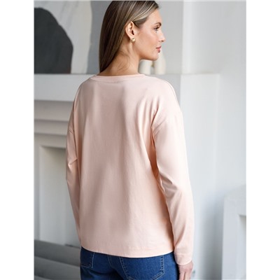 Лонгслив с принтом из премиального хлопка с эластаном