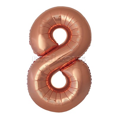 Шар (40''/102 см) Цифра, 8 Slim, Бронза, Металлик, 1 шт. в уп.