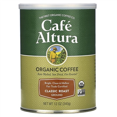 Cafe Altura, Organic Coffee, Classic Roast, Ground, 12 oz (340 g)