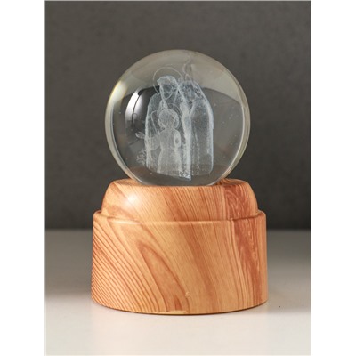 Световая фигурка стекло «Шар. Голограмма: Рождение», 6×LED, d=6 см, крутится, USB, 7×7×10 см