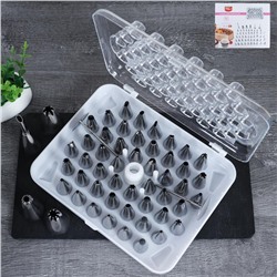 Кондитерские насадки 52 штуки с адаптером в контейнере / 191-699 /уп 48/ малые 18 мм 48 штук/ большие 30 мм  4 штуки