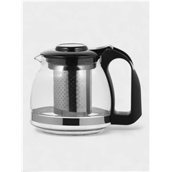 Заварочный чайник Доляна «Иллюзия», 700 мл, с металлическим ситом, стекло, чёрный