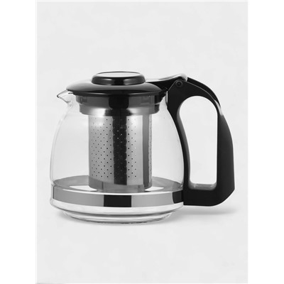 Заварочный чайник Доляна «Иллюзия», 700 мл, с металлическим ситом, стекло, чёрный