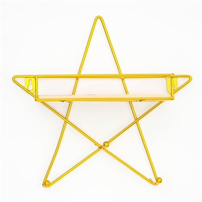 Вешалка настенная с полкой TAKE IT EASY «Звезда», с подсветкой, 3 крючка, 28×28 см, золото