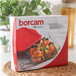 Форма для запекания Paşabahçe Borcam, 2 л, 22×22 см, с крышкой, квадратная, жаропрочное стекло, прозрачная