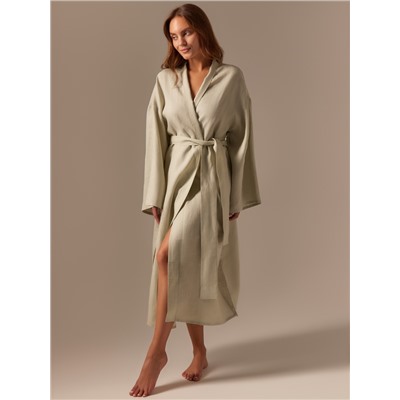 Халат домашний женский SL Linen Home, размер 44-46, светло-зелёный
