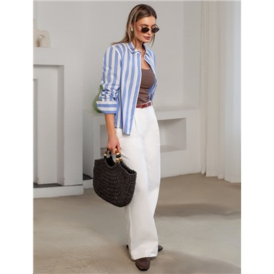 Блузка свободного силуэта в широкую полоску из 100 % хлопка