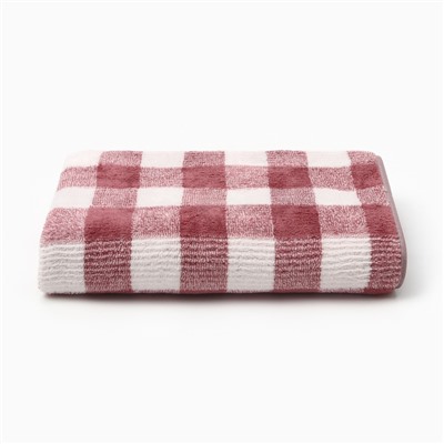 Полотенце банное «Этель. Клетка», 70×140 см, розовое